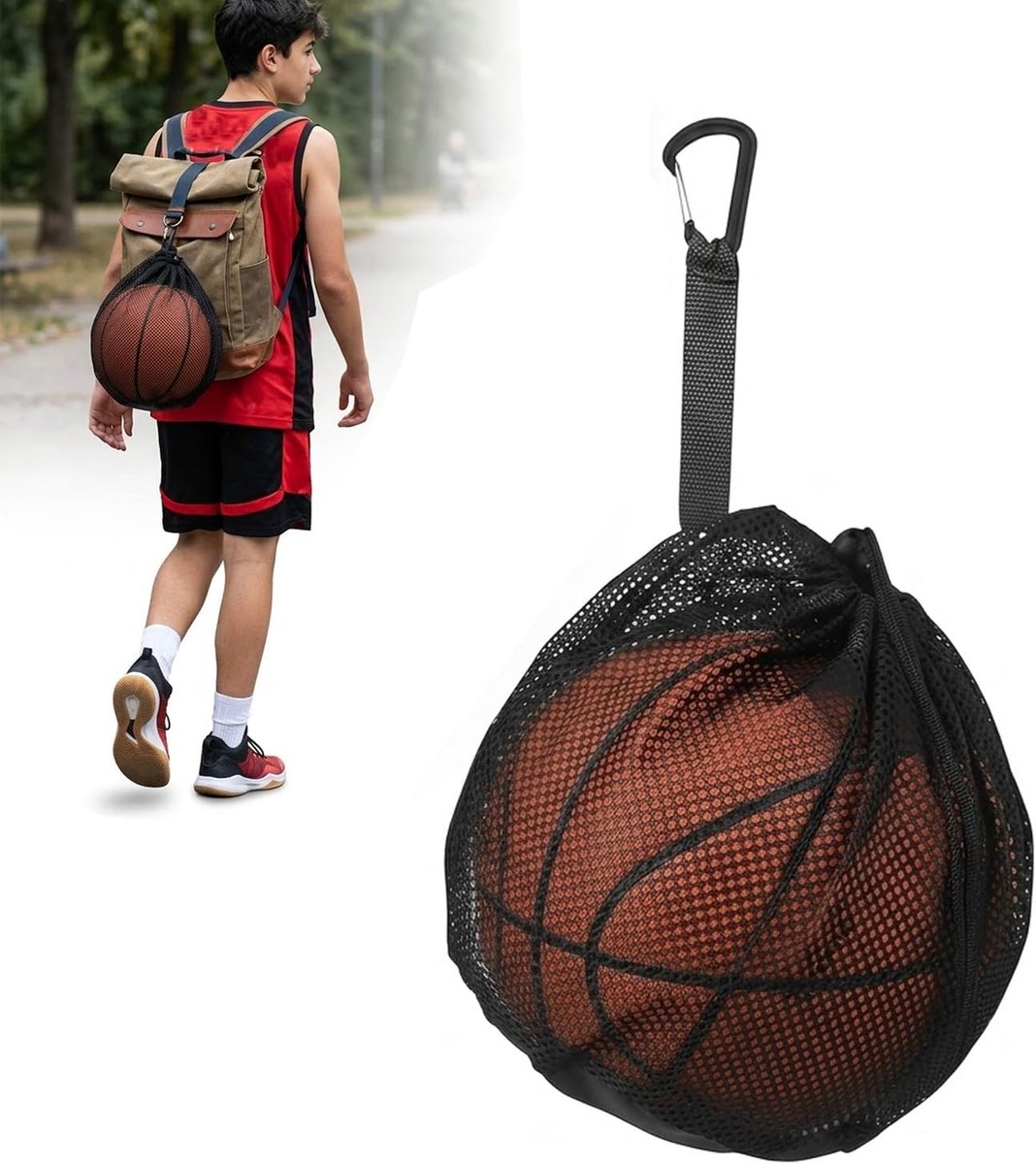 Ballentas voor sportballen - 2 stuks - zwart - draagbaar - ideaal voor transport - ShopVlot