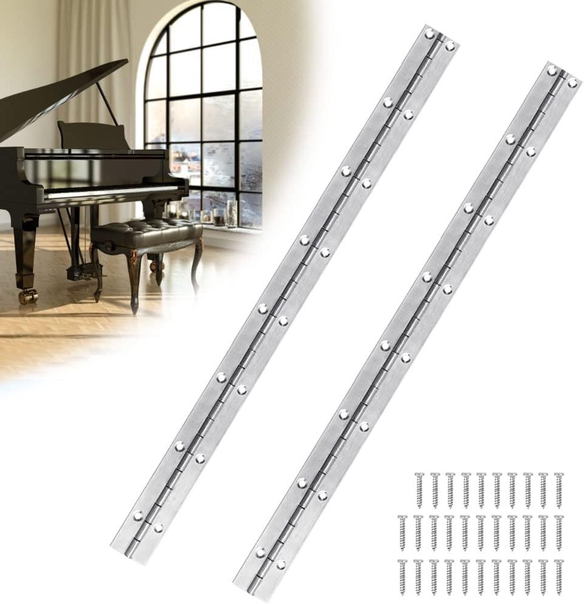 Rodscharnier 25 x 375mm - Metalen Piano Hinge - Snijdbaar en Sterk - Ideaal voor Meubels - ShopVlot