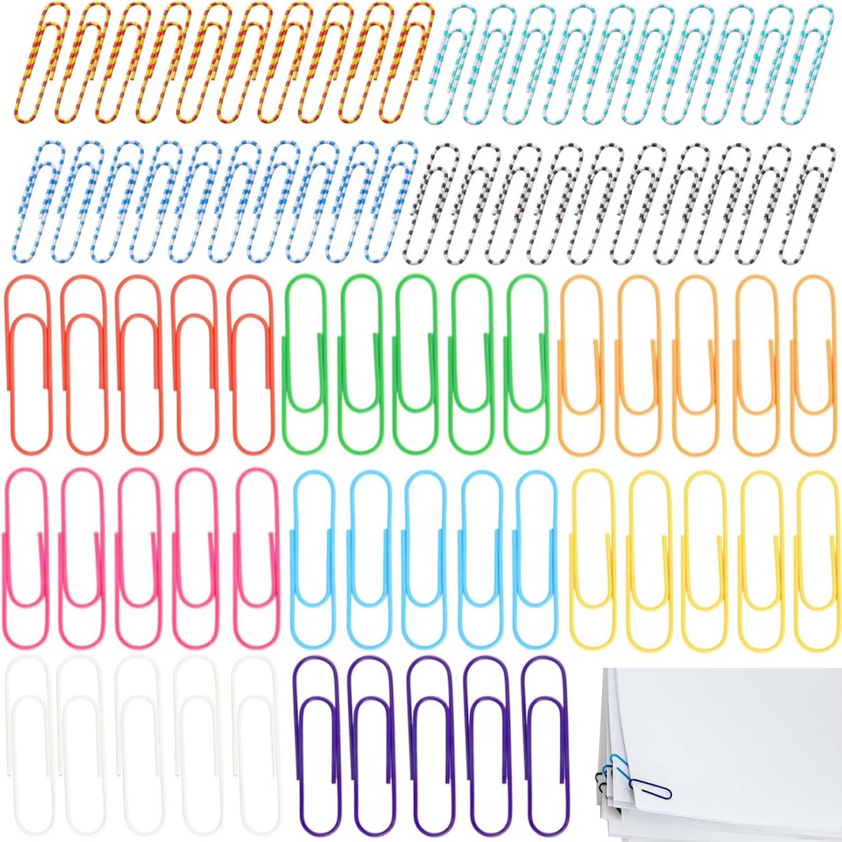 Paperclips groot - diverse ontwerpen - met vinyl coating - ideaal voor kantoor en school - ShopVlot