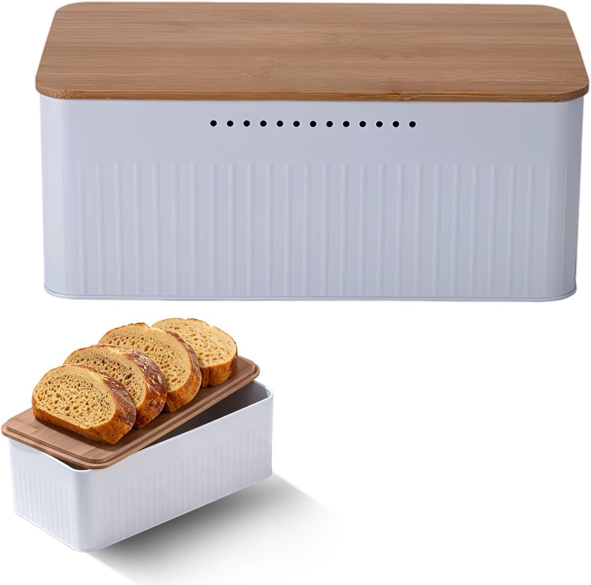 Broodtrommel 33x18x13,5 cm - met bamboedeksel - 2-in-1 met snijplank - langdurige versheid - ShopVlot