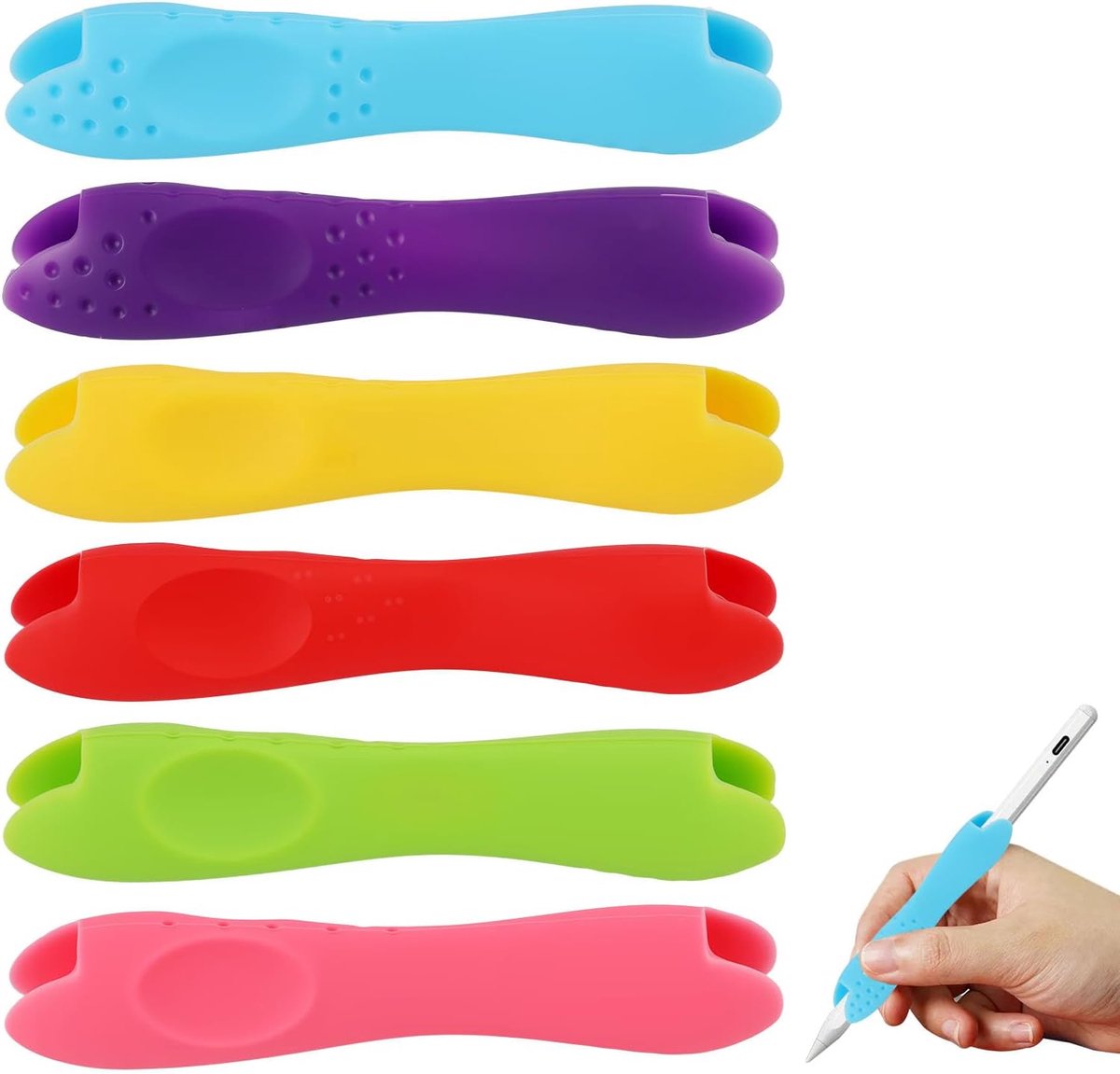 Ergonomische potloodhouders 6-delige set - silicone - voor kinderen en volwassenen - bevorderlijke schrijfhouding - ShopVlot