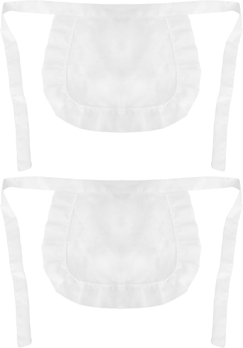 Dames Schort 2Pcs - Verstelbaar Half Schort Wit - Rimpelschort - Ideaal voor Koken - ShopVlot