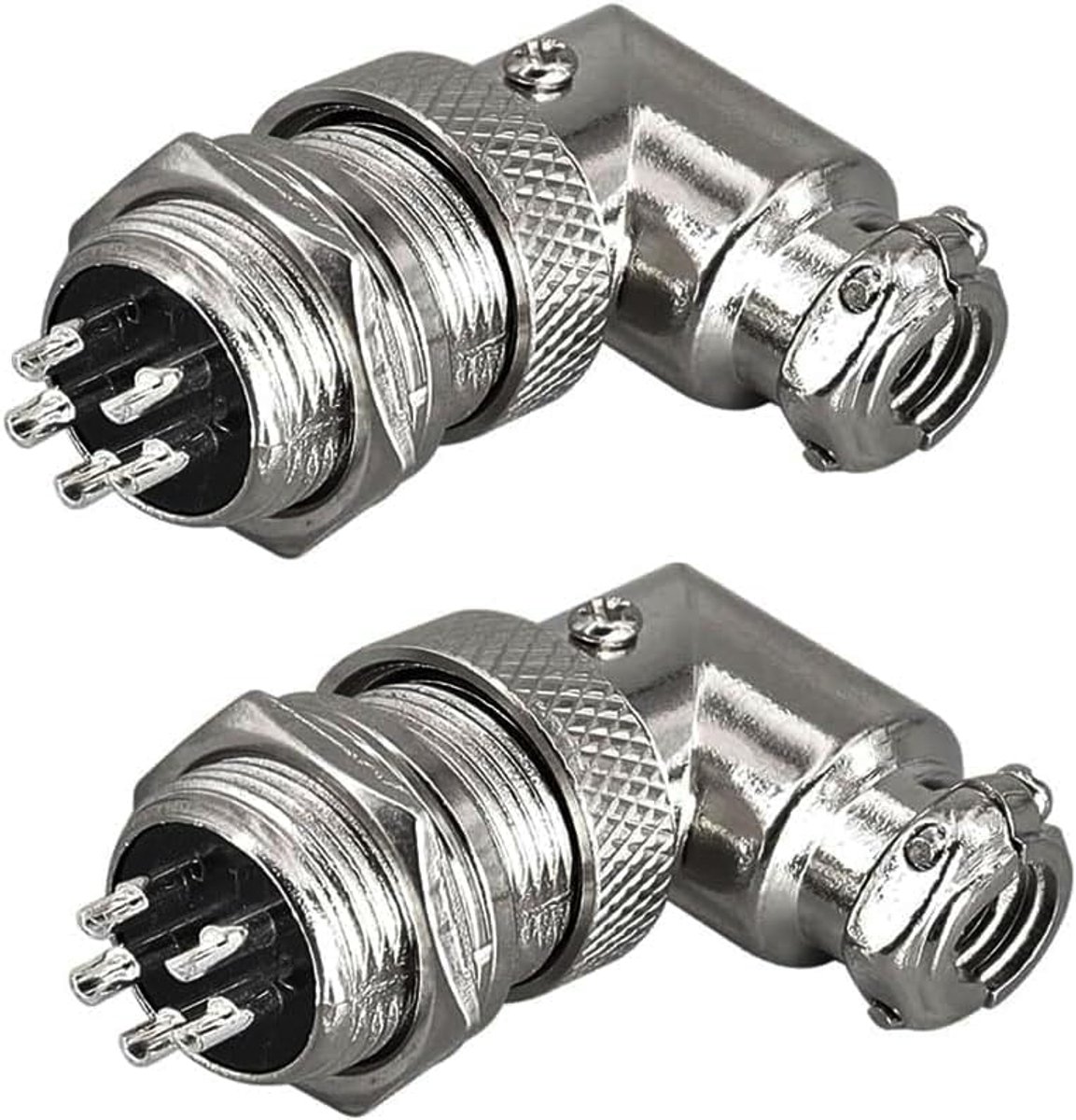 Aviation connector 5 pin 16mm - rechtse hoek - waterdicht - eenvoudig te installeren - ShopVlot