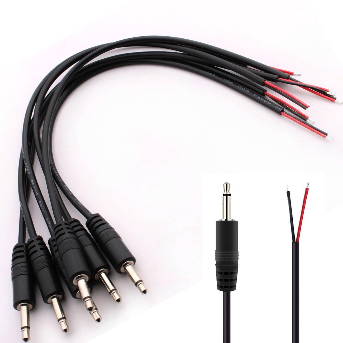 3.5mm TS 2 Pin Plug - 30cm Kabel - Mono Jack - Voor Reparatie Audio Cables - ShopVlot