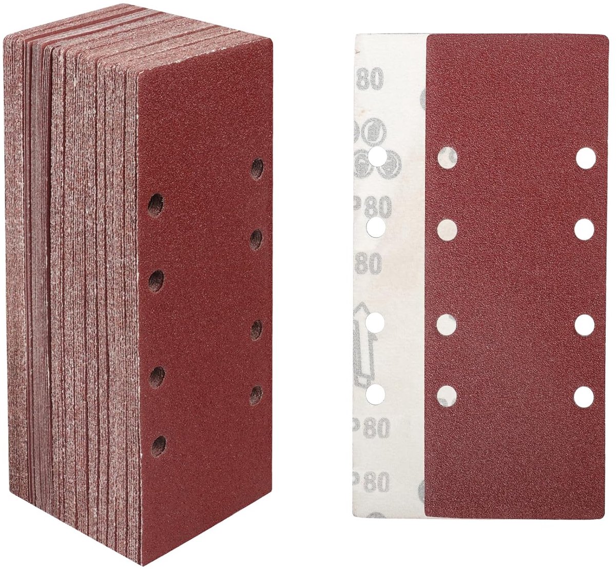 STEBRUAM Set of 30 sanding sheets 93 x 230 mm, sandpaper Grit 80, for orbital sanders Ideal for sanding/polishing/wood - ShopVlot