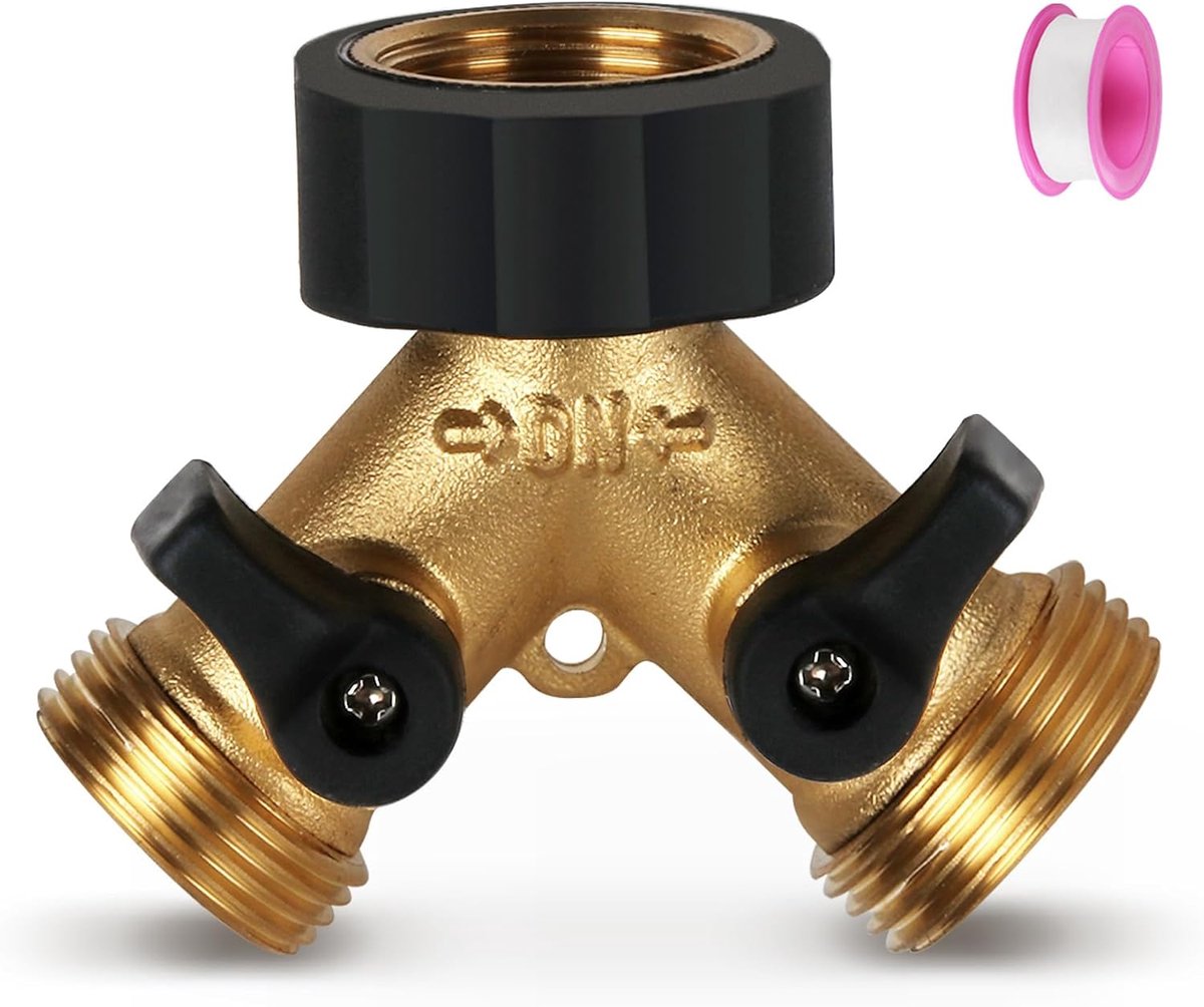 ilauke 2 Way Y Distributor with Shut-Off Valves for Two Inlet Hoses for Connecting 2 Appliances, Refrigerator and - ShopVlot