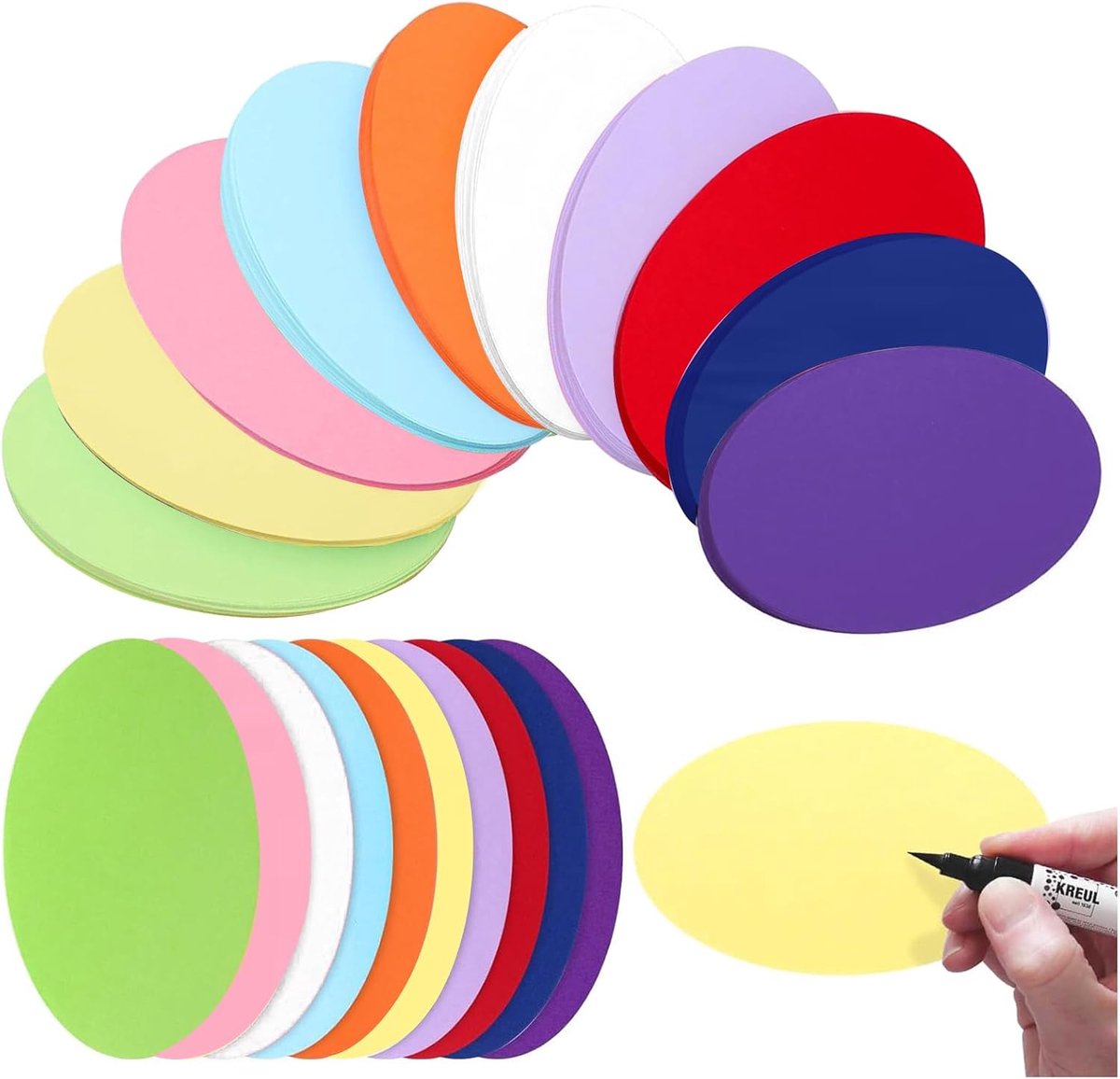 SnelShoppen - 500 Stuks Kleurige Moderatiekaarten Ovalen Presentatiekaarten 13 x 8 cm Voor Creatieve Projecten, Feesten, Kinderen, Handwerken, Hobbyma