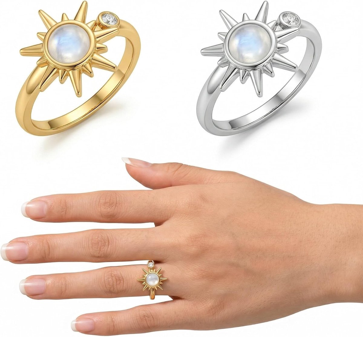 2 stuks anti-stress ringen voor dames, draaibare angstringen, open duim, zonnebloem, anti-stress-ring, verstelbaar - ShopVlot
