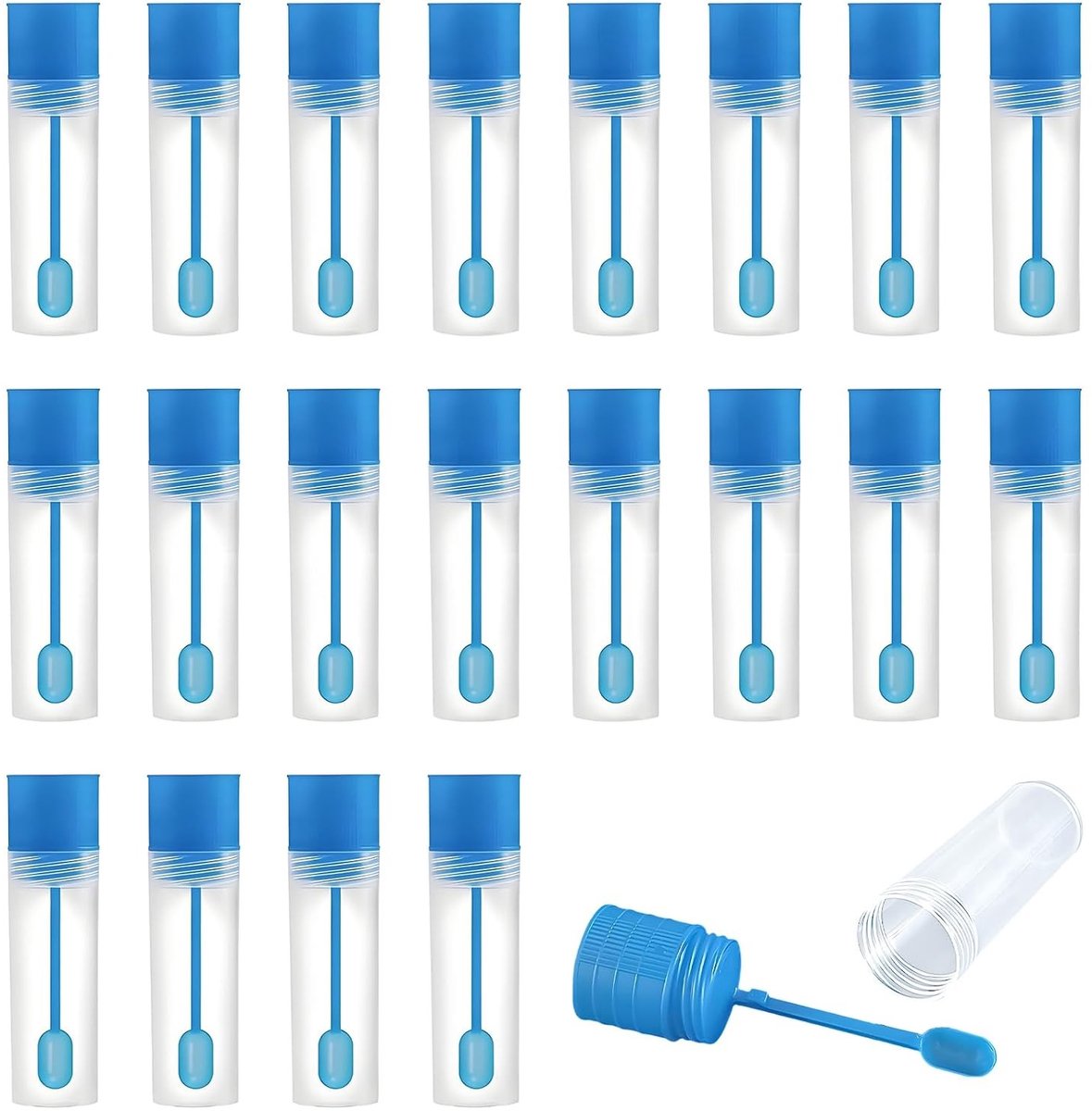 20 flessen uitwerpselmonsterbuisjes voor hond en kat, reageerbuis voor stoelmonsters, verzamelset met lepels, 15 ml (2,3 x 8,1 x 2,1 cm) voor huisdieren