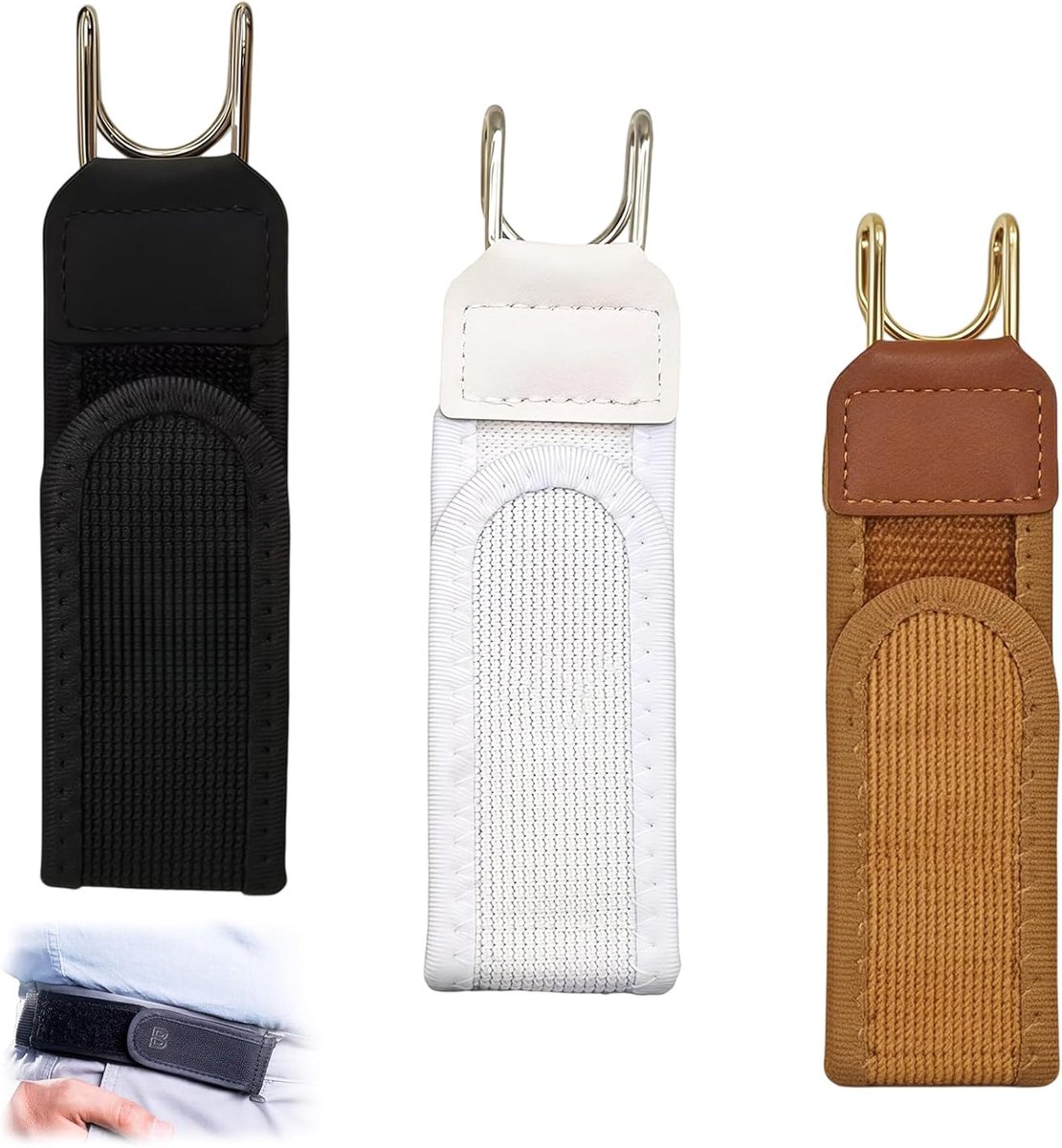 Belt Without Buckle, 3 Pairs of Buckle Straps with Reinforced Fastener & Memory-Stretch Trouser Belt for Office - ShopVlot