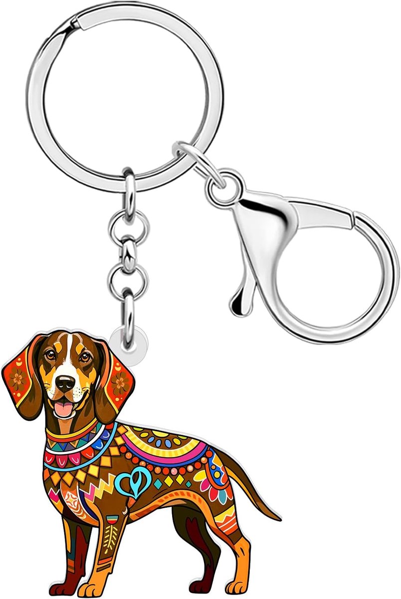 WEVENI Duitse korthaar opstaande hond geschenken boho hond sleutelhanger tas accessoires, acryl huisdier dierenprint - ShopVlot
