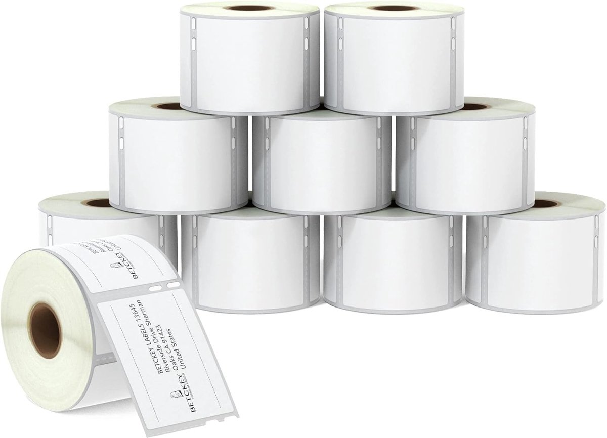 BETCKEY - 10 Rolls of 99014 Adhesive Labels Compatible with DYMO S0722430, 54mm x 101mm, 2400 Large Shipping/Name - ShopVlot
