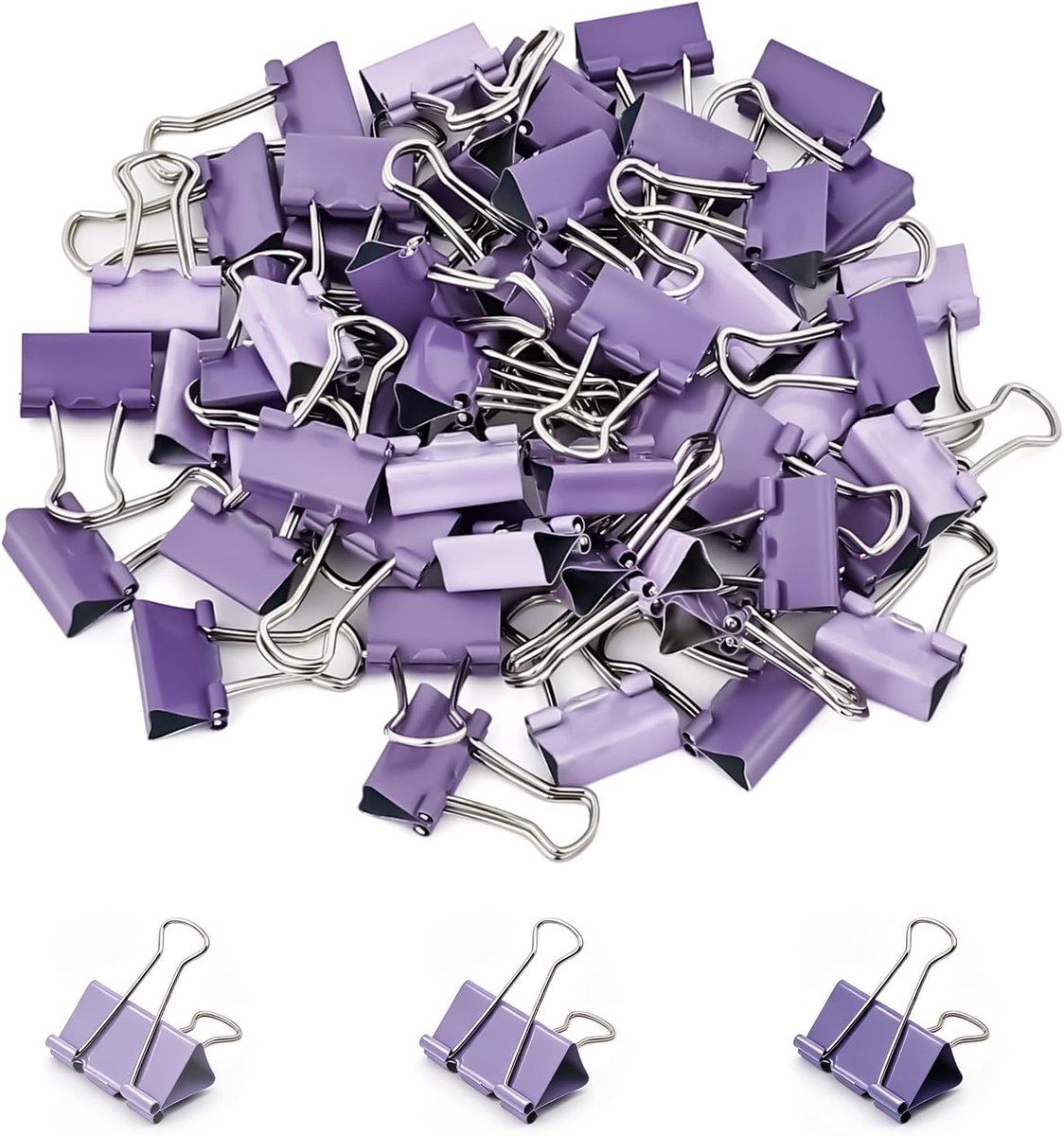 BAYTORY 60 stuks paarse bindklemmen, kleine bindklemmen, 15 mm (5/8 inch), kleine metalen clips, paperclips voor - ShopVlot