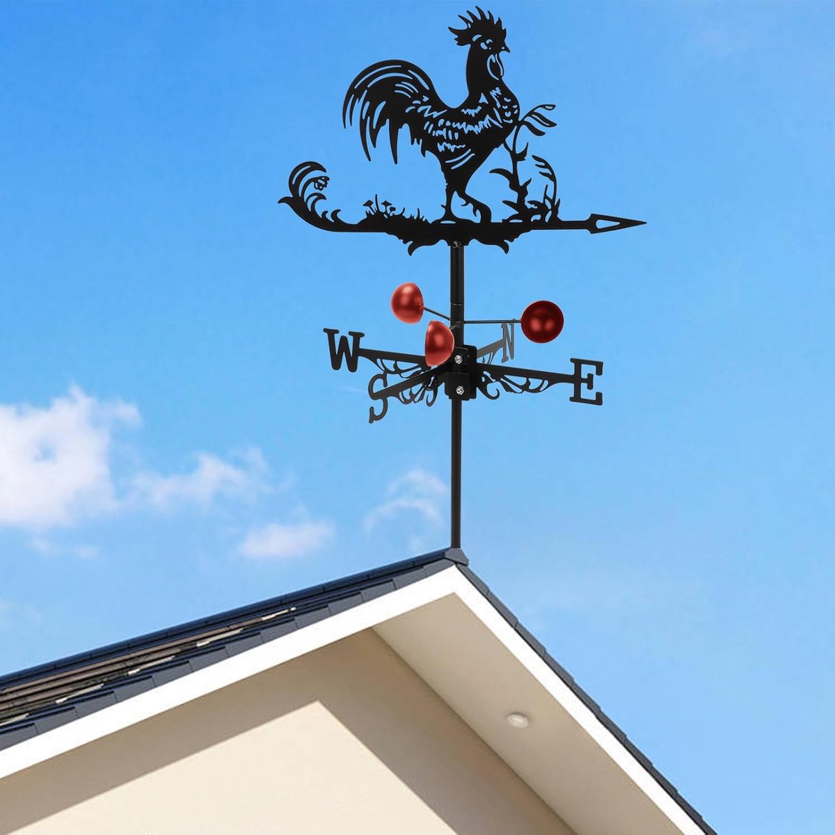 Weather Tap, Roof Tap, 58 x 33 cm, Retro Metal Tap, Wind Turn Signal, Wind Chime with Holder, Weather Tap, Wind Vane - ShopVlot