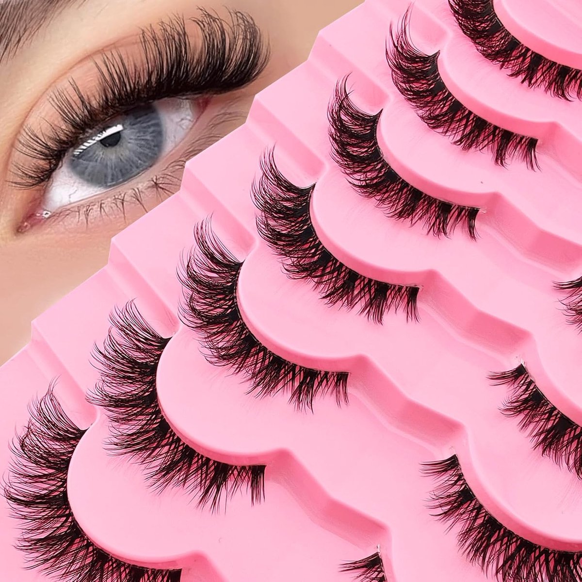 7 Pairs Clear False Eyelashes, Cat Eye, Natural Artificial Eyelashes, Extensions, Fox Eye Artificial Cluster - ShopVlot