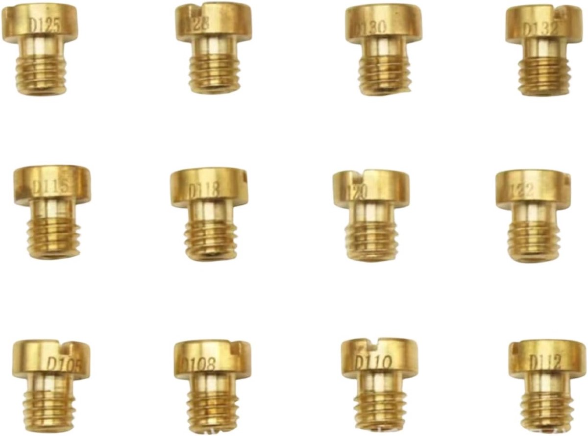 Carburetor Nozzle Set, 12 Pieces Brass Main Nozzle Set, Carburettor 105 108 110 112 115 118 120 122 125 128 130 132 - ShopVlot
