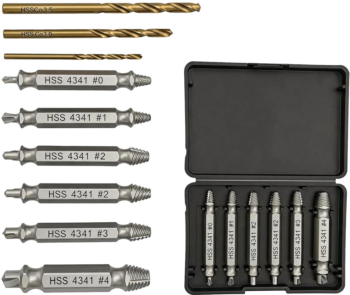 Set voor gebroken schroeven met boren, draadverwijderaar, kleine schroeftrekker - ShopVlot