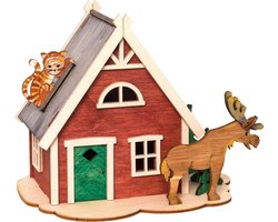 Drechslerei Kuhnert - Hobaku Craft Set - Money Box / Money Box - Motive: Swedish House - ShopVlot