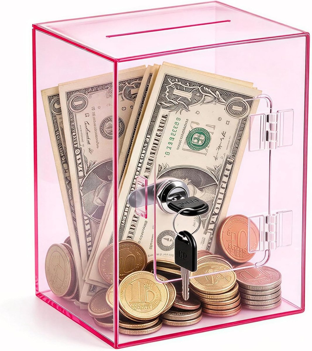 Acrylic transparent piggy bank must be broken to open - Clear Acrylic Piggy Bank for Budget and Saving, Coins & Cash - ShopVlot