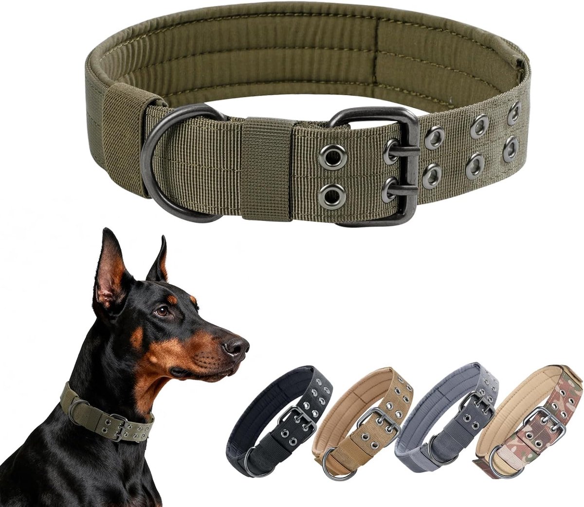 EXCELLENT ELITE SPANKER 1.5" Width Military Dog Collar Adjustable Metal D-Ring & Buckle Work Collar for Medium Large - ShopVlot