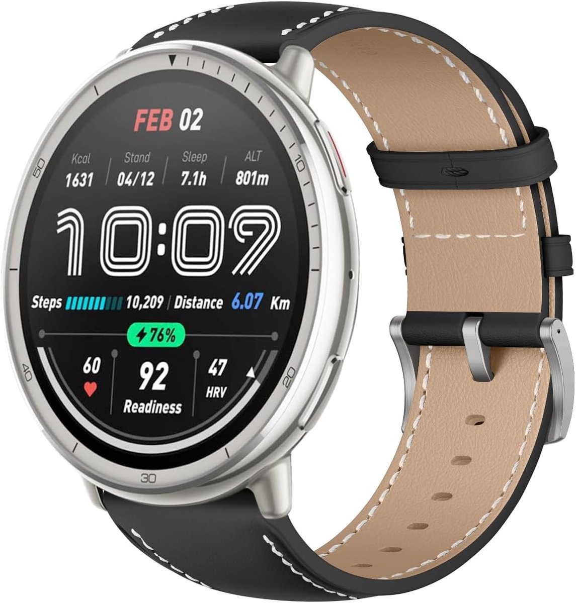 20mm Bracelet Compatible with Amazfit Active 2 with Stainless Steel Buckle Fashion Soft Durable Leather for Men Women - ShopVlot