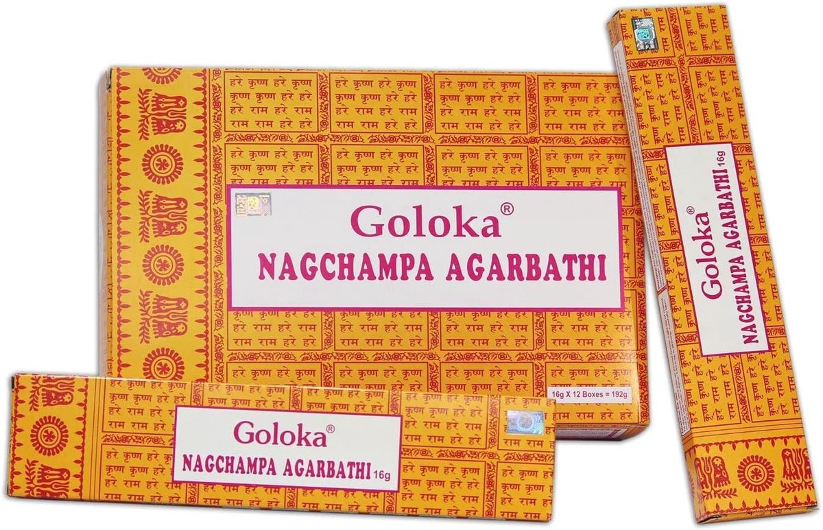 Goloka Nag Champa incense sticks, 16 gr. x 12 packs = 192 g. - ShopVlot