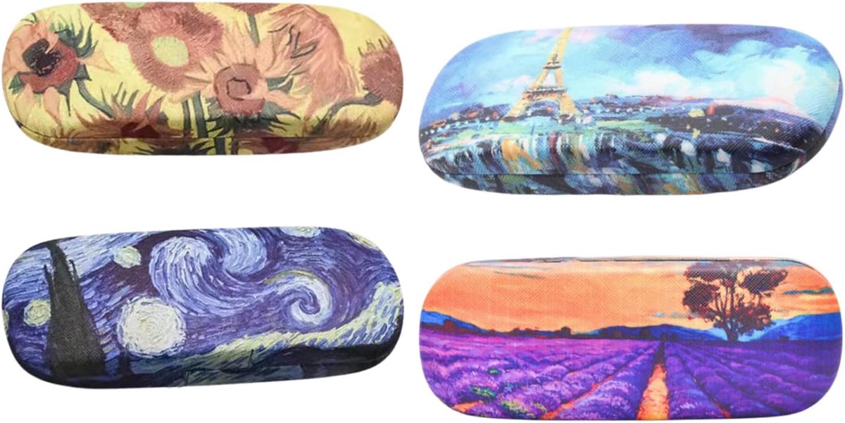 Pack of 4 Glasses Cases, Glasses Case, Portable Hard Glasses Case for Glasses and Sunglasses, Colour, 16 x 6 x 4 cm - ShopVlot
