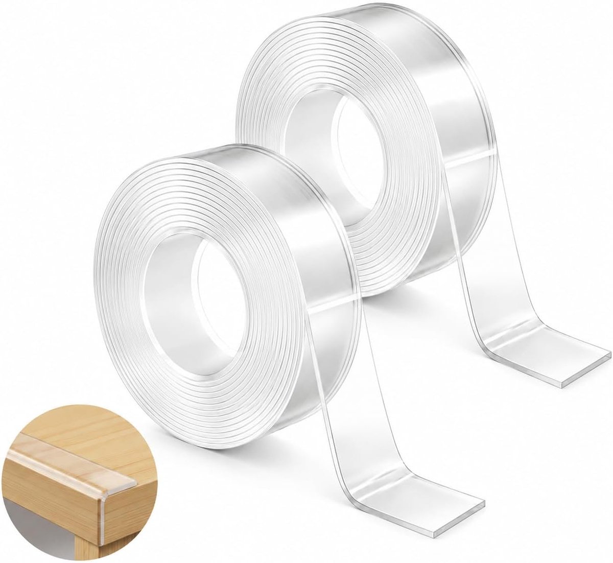 2 stuks tafelhoekbescherming, 5 m, 0,5 mm, extra sterk, nano-tape, transparant, meubelbescherming en - ShopVlot