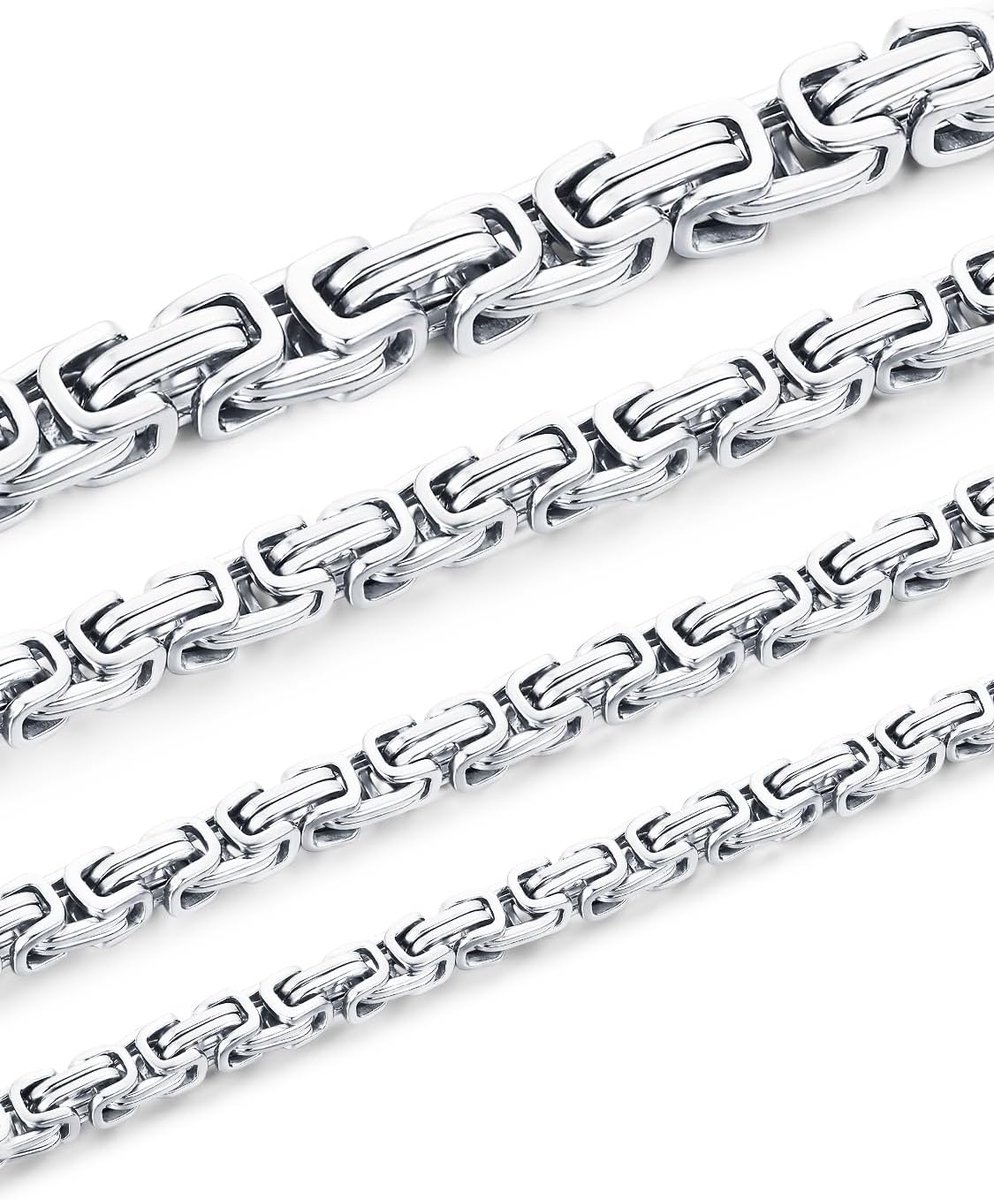 Width 4mm/5mm/6mm/8mm, Length 46-76cm, Men's Stainless Steel Necklace, Stainless Steel, No Gemstone - ShopVlot