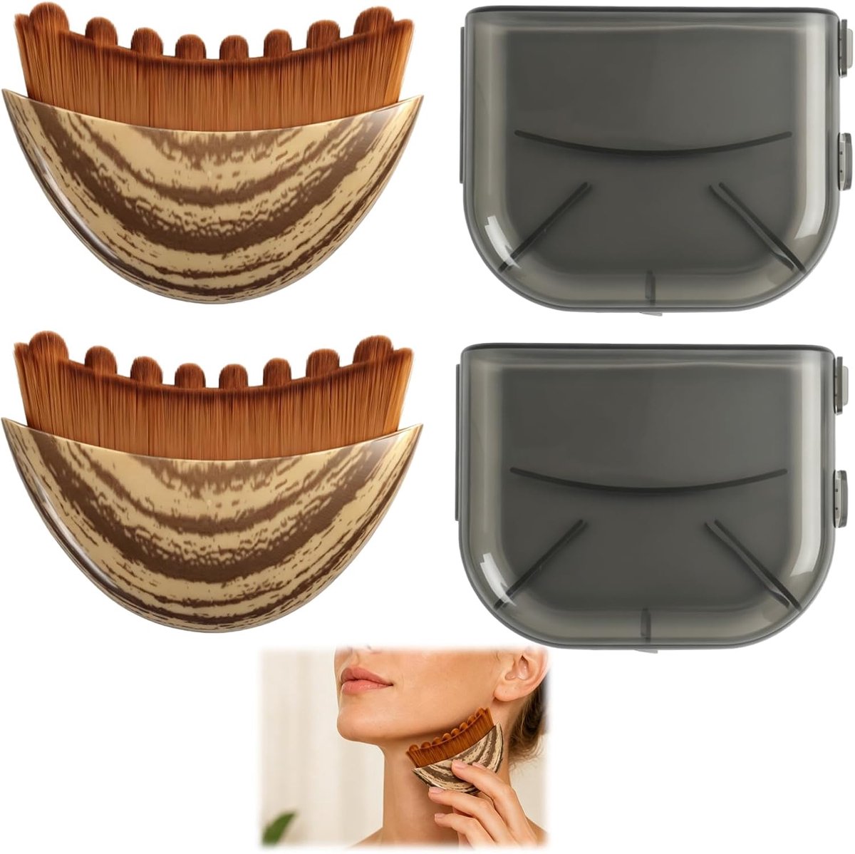 Lymfatische gezichtsmassageborstel van zacht nylon, compacte gezichtsborstel voor lymfedrainage, kaaklijnmassage en - ShopVlot