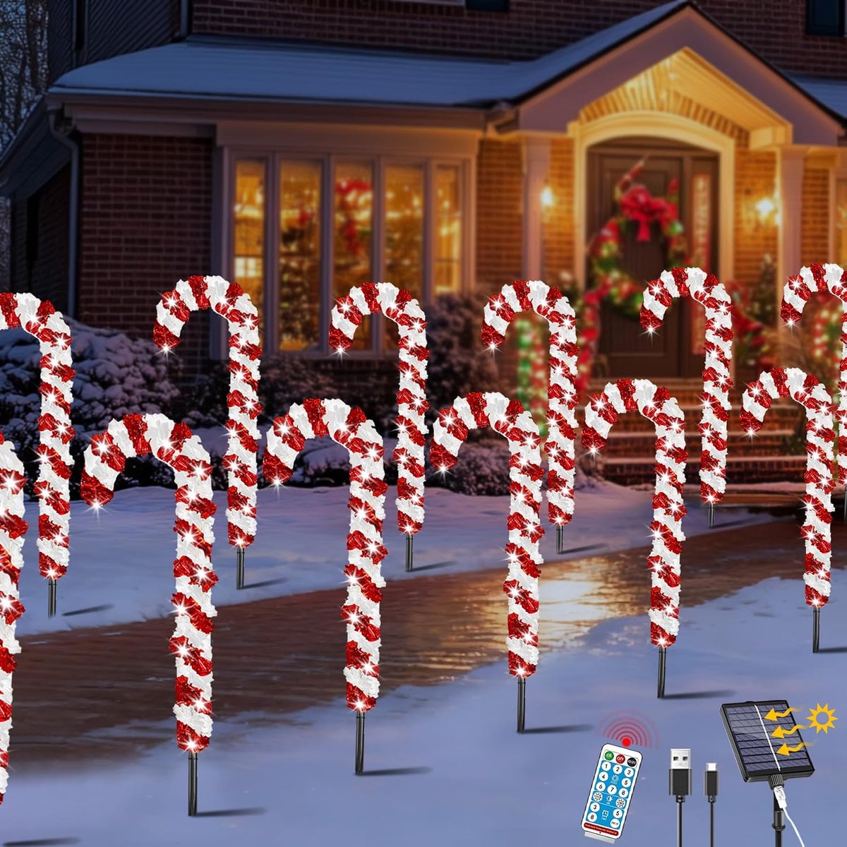 VEEKAY Pack of 12 Solar Lights for Christmas Outdoor Christmas Outdoor Christmas Decoration with 8 Modes Waterproof - ShopVlot