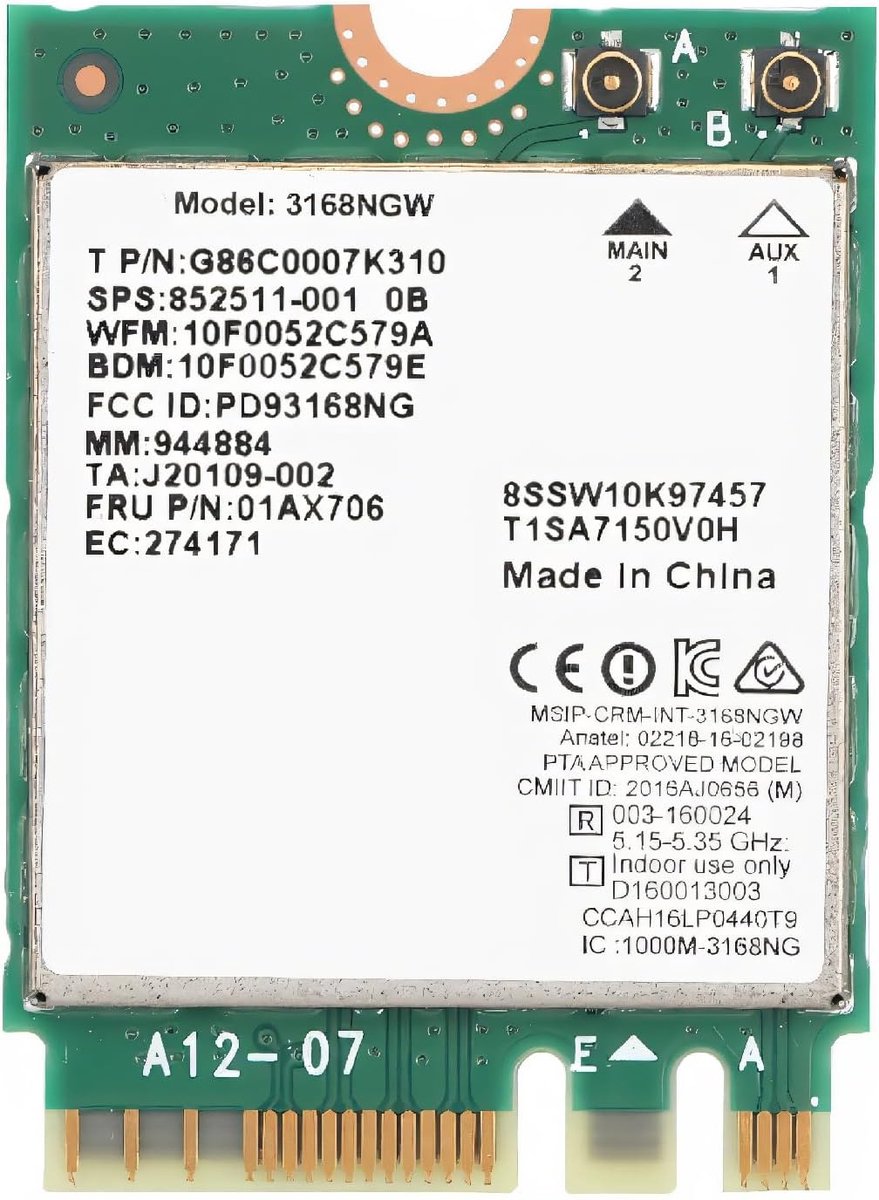 ASHATA Network Card, Wi-Fi Network Adapter Card For Internet 3168NGW Wireless-AC Dual Band Wifi Network Card with - ShopVlot
