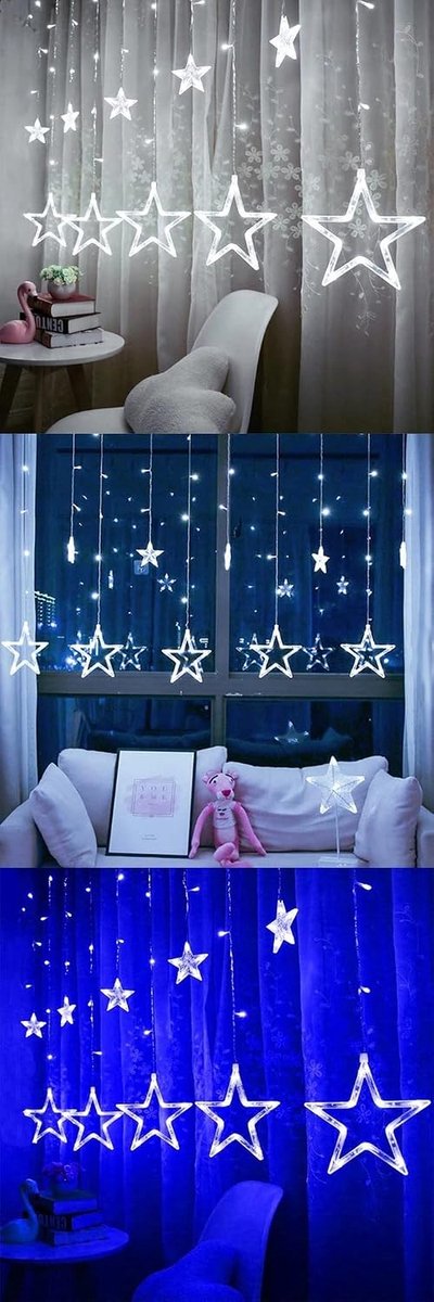 Christmas Curtain Star 2 Meter - Cool White - ShopVlot