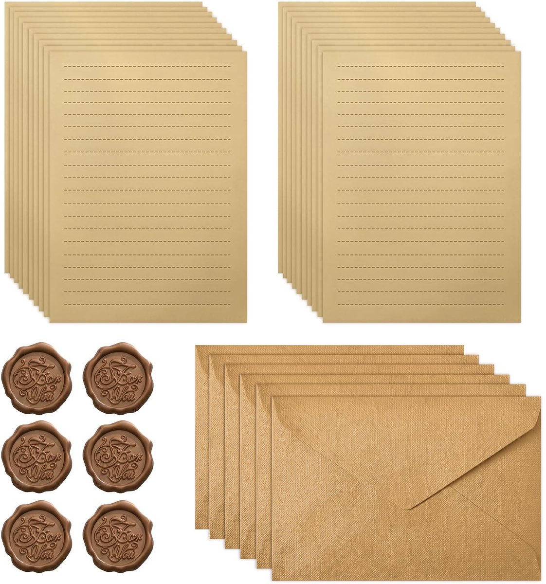 Solidchoice - Luxe Vintage Briefpapier Set met Enveloppen en Lakzegels