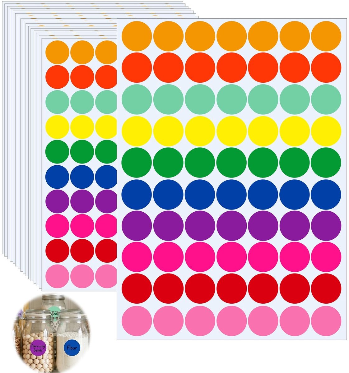 Solidchoice - 1400 Stuks Kleurige Ronde Stickers voor Organisatie en Markering