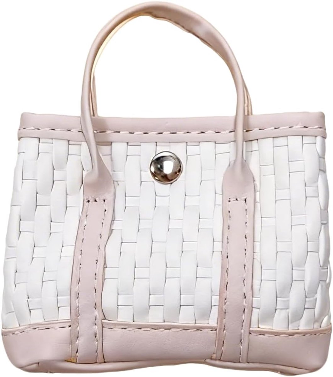 Mini Basket Bag Sleutelhanger - Gevlochten Leer - Stijlvolle Charm - Perfect voor Muntjes en Sleutels - ShopVlot