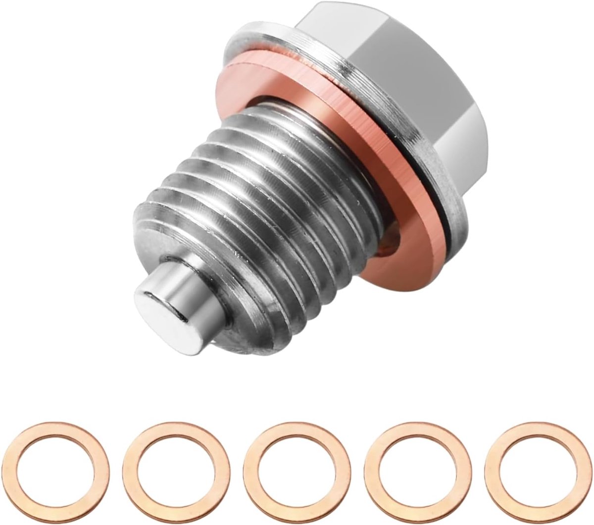 Oliedrainplug M14x1.5 - RVS met sterke magneet - Voor betrouwbare olieafvoer - Inclusief koperen ring - ShopVlot