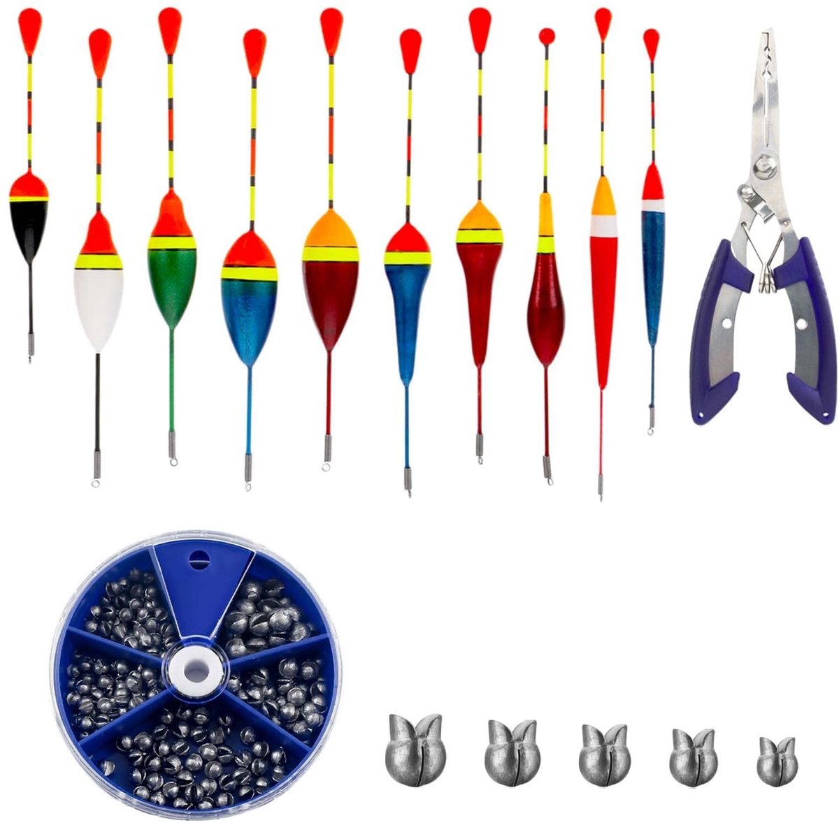 Solidchoice - 10-delige Set Waterdichte Vispozen met Hengeltang