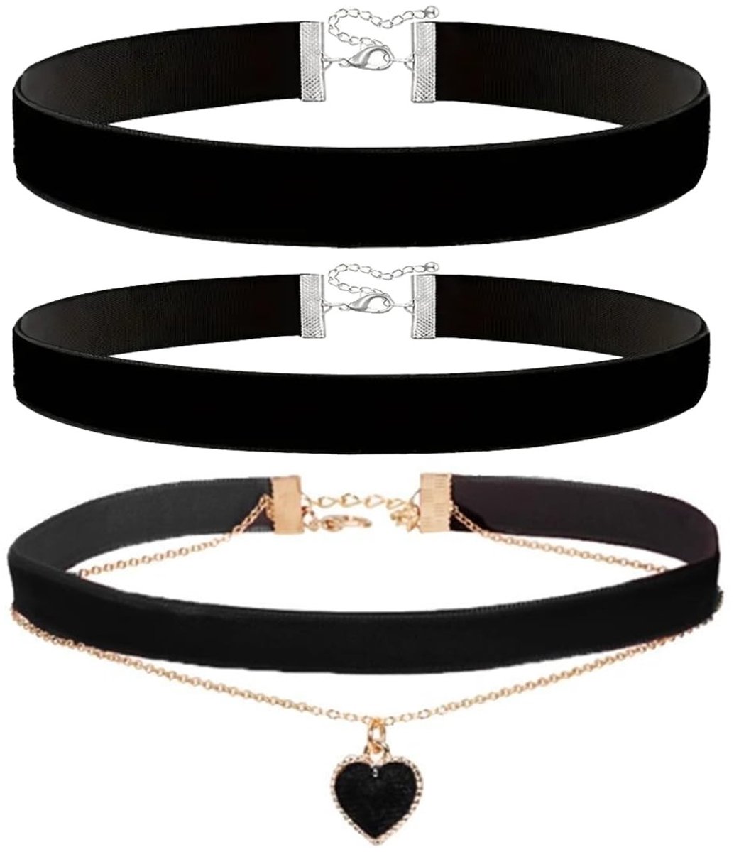 Solidchoice - Choker Necklace voor Vrouwen in Zwart (3 Stuks)