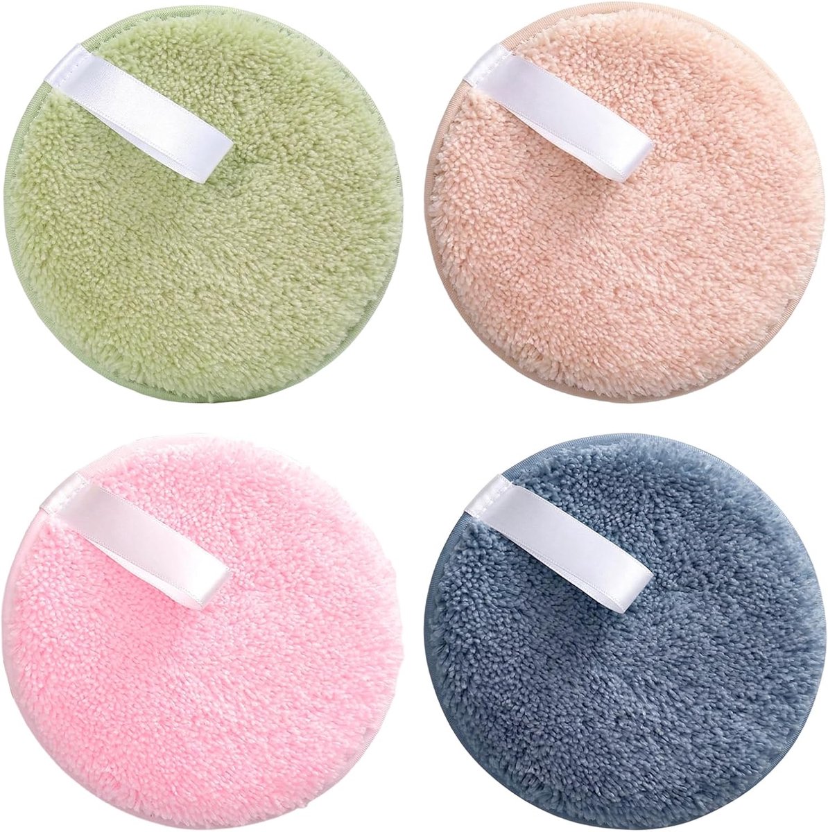 Wasbare make-uppads - bamboepluche - set van 4 ovale pads - effectief reinigen met alleen water - ShopVlot
