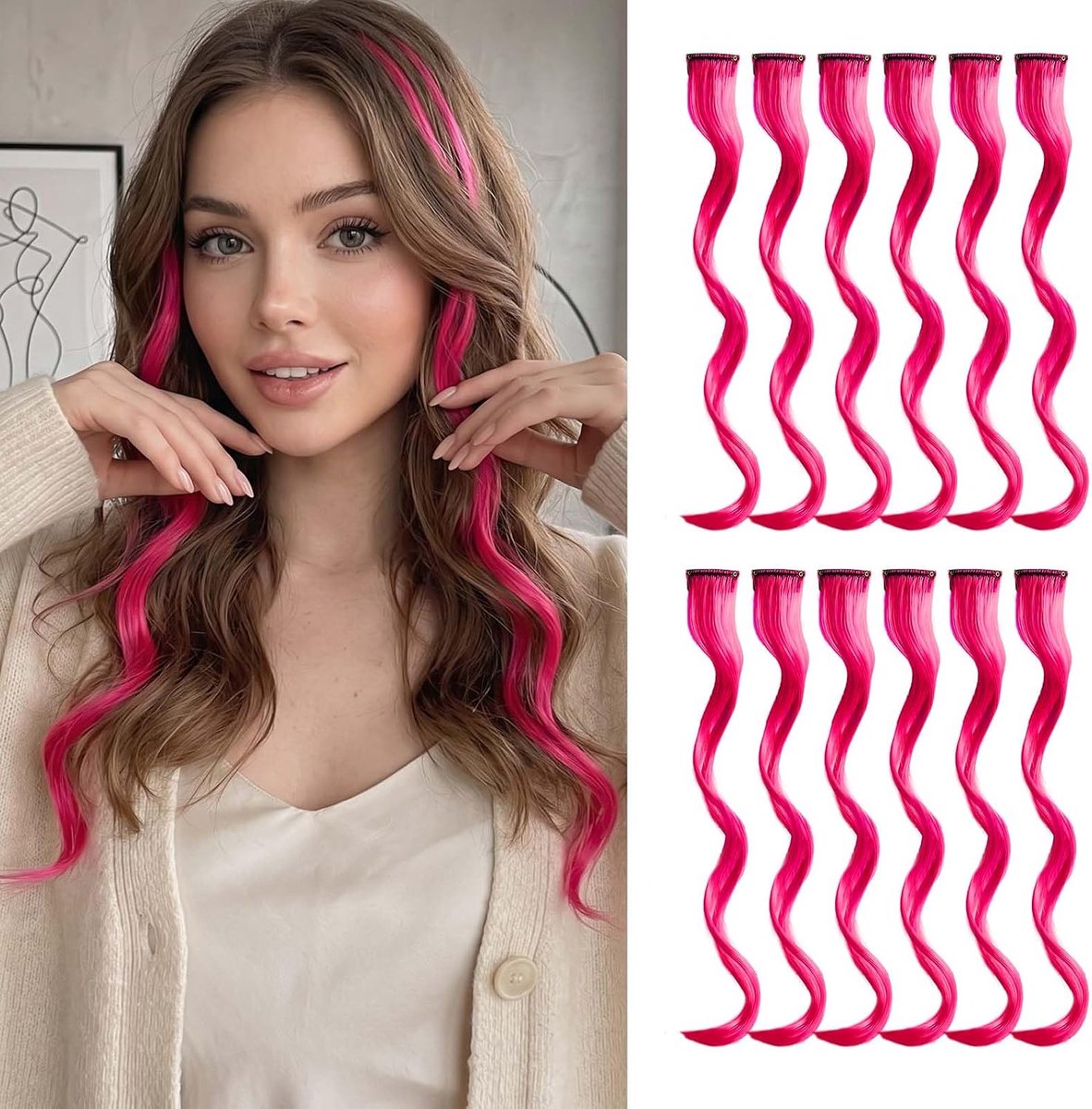 Clip-In Haar Extensions 20 Inch - Magenta - Lang en Stevig - Perfect voor Festivals - ShopVlot
