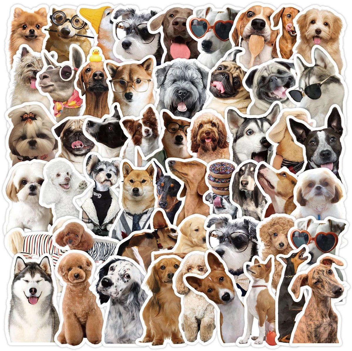 Solidchoice - Set van 50 Cartoon Hond Stickers voor Verjaardagsdecoratie