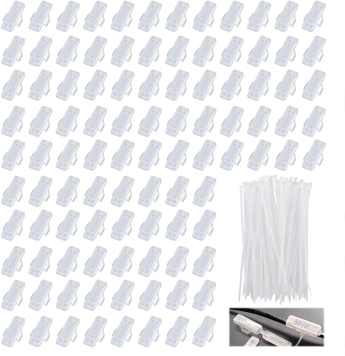 Solidchoice - Set van 100 Herbruikbare Kabel Labels met Klemmen en Touwtjes