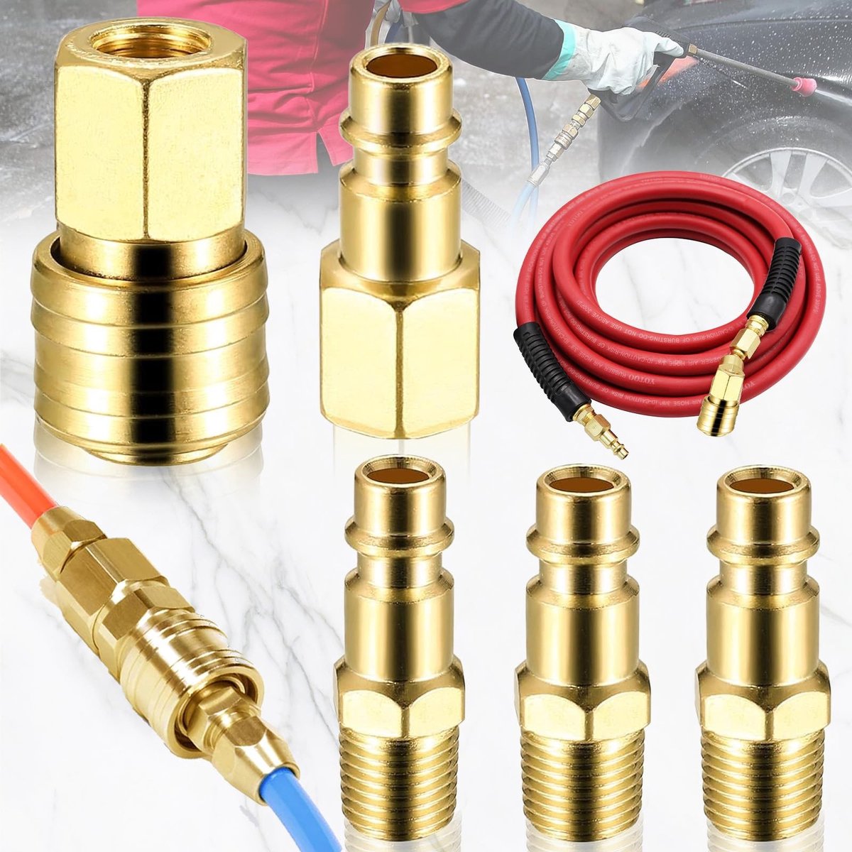 Solidchoice - 5-delige Compressed Air Connector Set voor Air Compressor