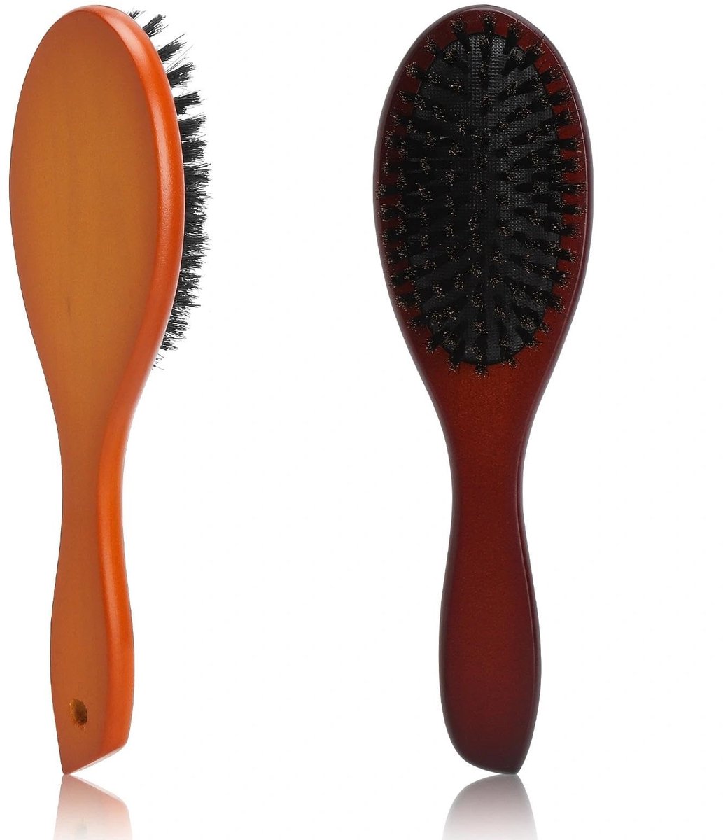 Solidchoice - Set van 2 Houten Haarborstels met Varkensharen