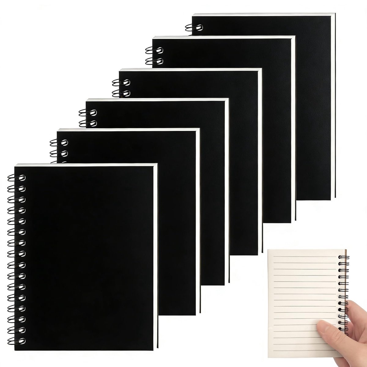Solidchoice - A6 Spiral Notitieboek met 100 Pagina's - Set van 6
