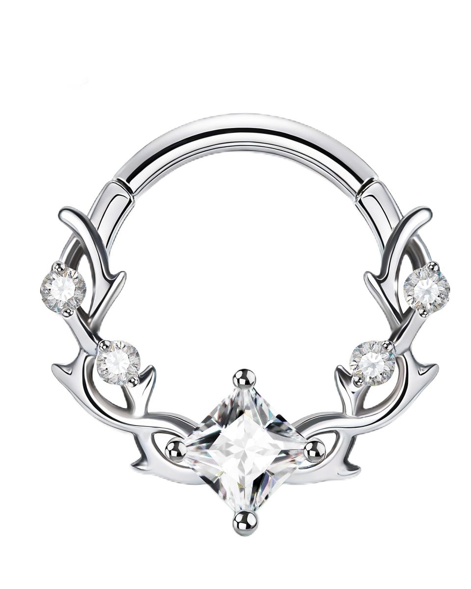 Solidchoice - Septum Ring van Roestvrij Staal met CZ Steentje