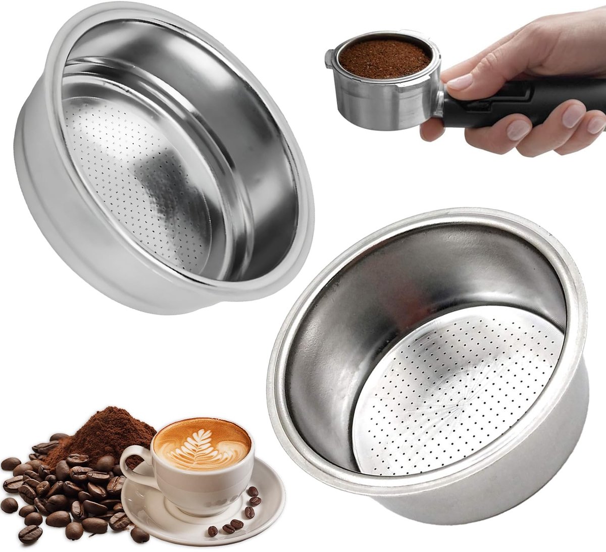 Solidchoice - Set van 2 RVS Koffiefilters voor Espresso Machines
