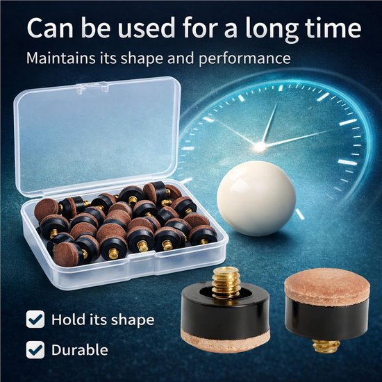 Solidchoice - Set van 20 Schroefbare Biljartkeu-Punten 12 mm + 13 mm — afbeelding 3