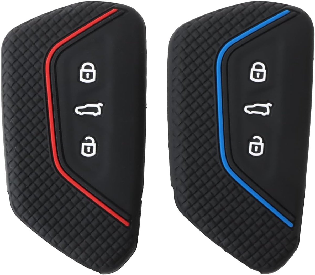 Silicone autosleutelhoes met 3 sleutels - zwart rood, zwart blauw - bescherming sleutel - ShopVlot